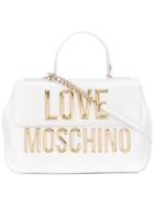 Love Moschino - Metallic Logo Fold-over Tote - Women - Polyurethane - One Size, Women's, White, Polyurethane