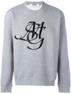 Msgm Logo Print Sweatshirt, Men's, Size: Xl, Grey, Cotton/viscose