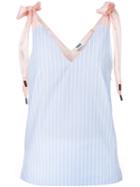 Sonia By Sonia Rykiel - Lace-up Striped Top - Women - Cotton - Xs, Blue, Cotton