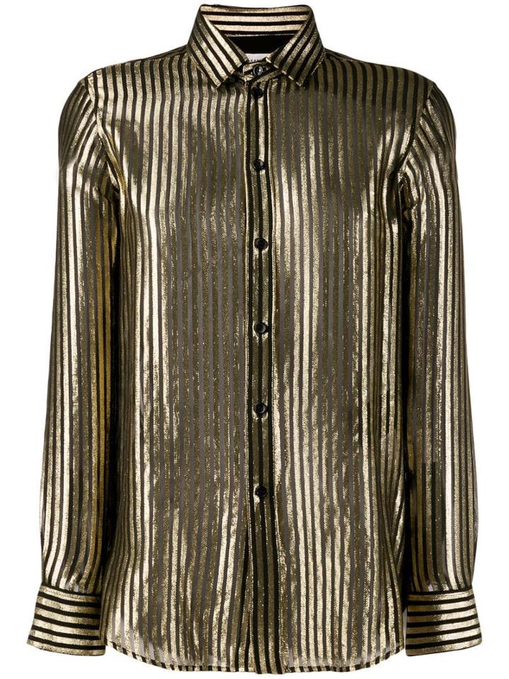 Saint Laurent Metallic Stripes Shirt - Black