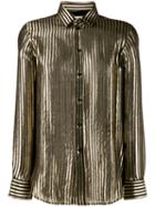 Saint Laurent Metallic Stripes Shirt - Black