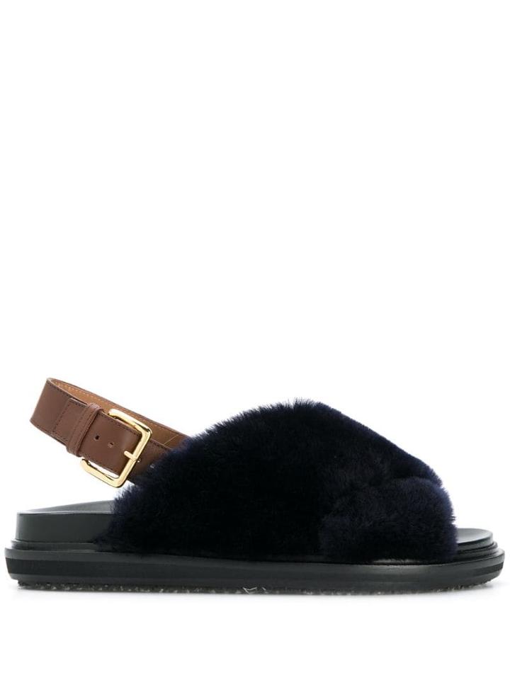 Marni Shearling Open-toe Sandals - Black