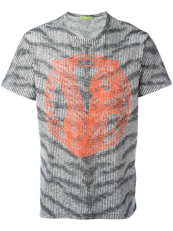 Versace Jeans Printed Zebra T-shirt, Men's, Size: 50, Black, Polyester/cotton