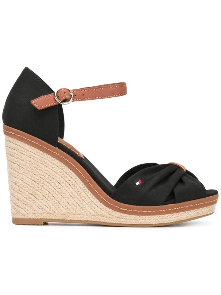 Tommy Hilfiger Crossed Front Wedge Sandals - Black
