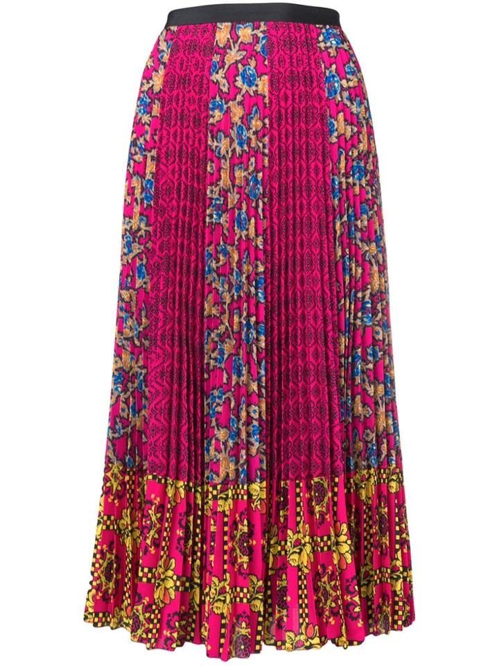 Red Valentino Mixed Print Midi Skirt - Pink & Purple