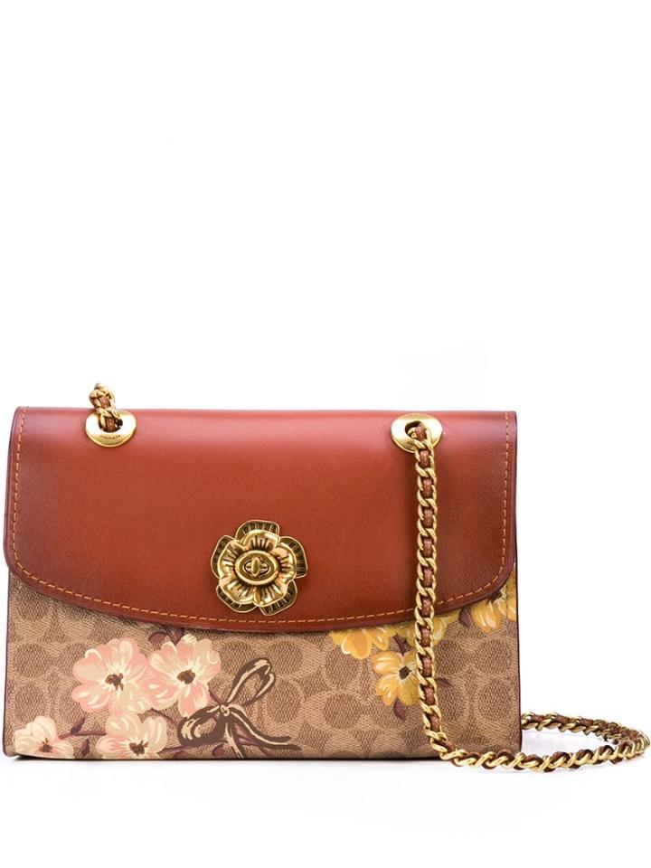 Coach Floral Print Shoulder Bag - Brown