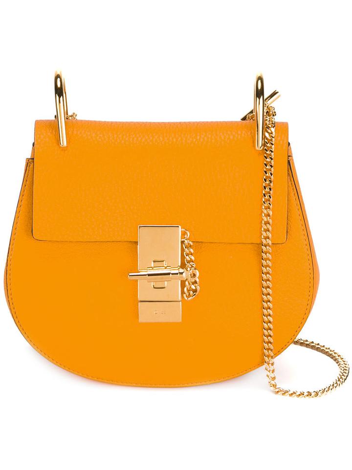 Chloé Drew Shoulder Bag, Women's, Yellow/orange, Leather