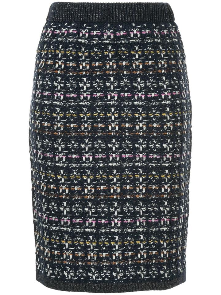 Loveless Tweed Pencil Skirt - Blue