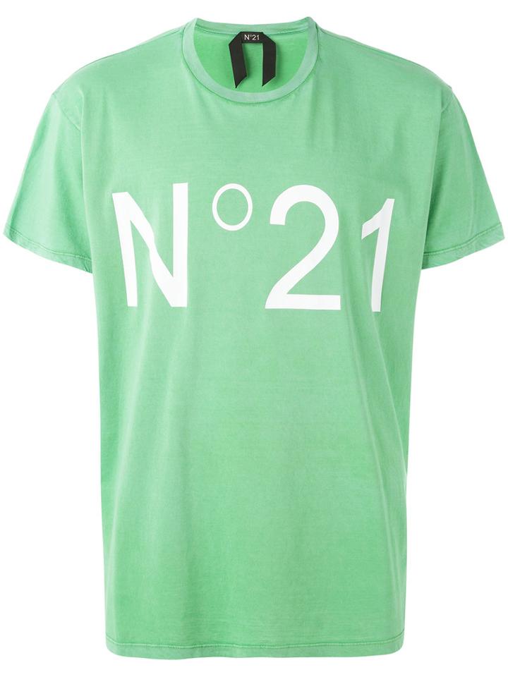 No21 - Logo Print T-shirt - Men - Cotton - 46, Green, Cotton