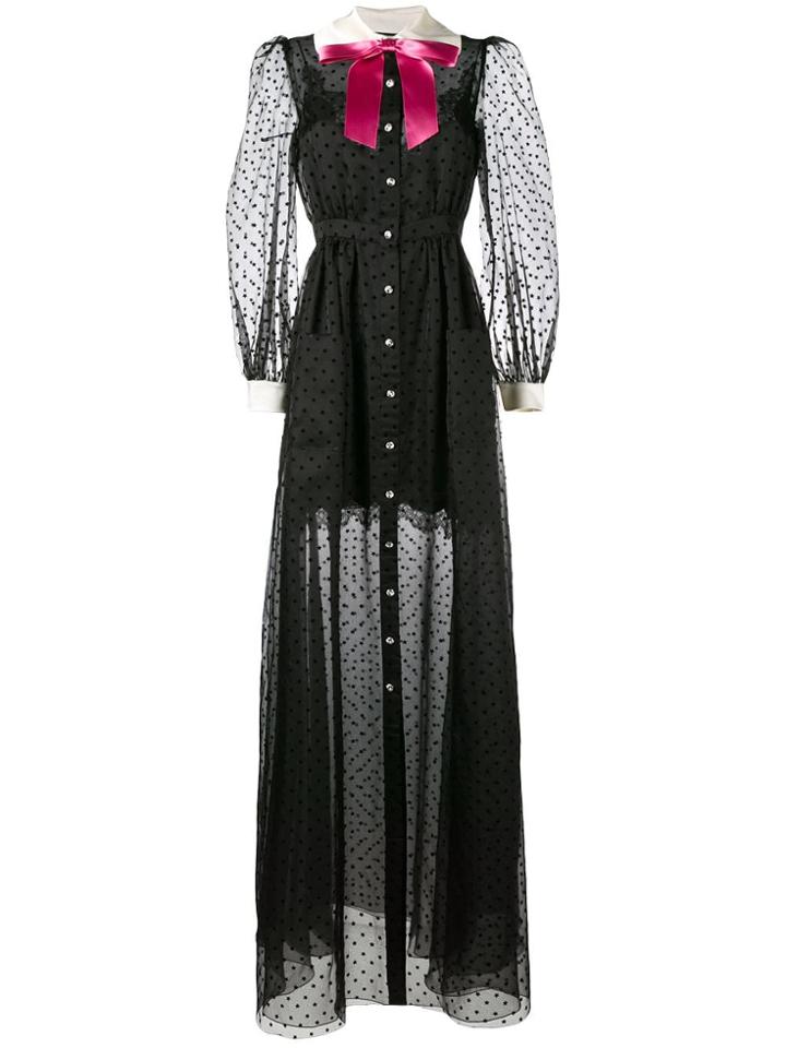 Gucci Sheer Polka Dot Gown - Black