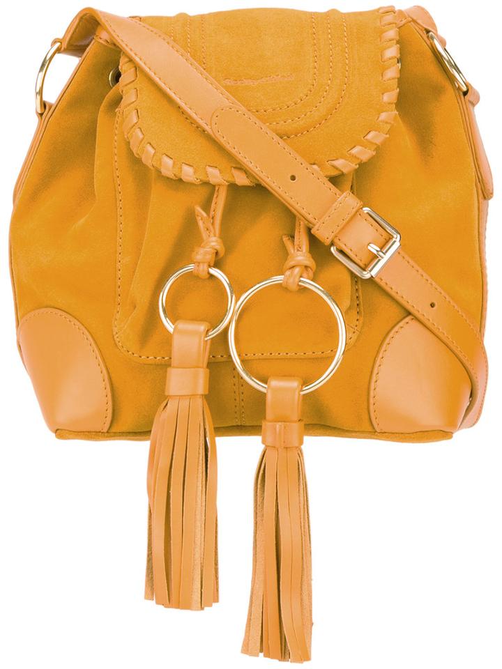 See By Chloé Polly Shoulder Bag, Women's, Yellow/orange, Calf Suede/cotton