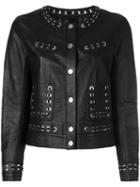 Sylvie Schimmel - Studded Trim Jacket - Women - Lamb Skin - 38, Women's, Black, Lamb Skin