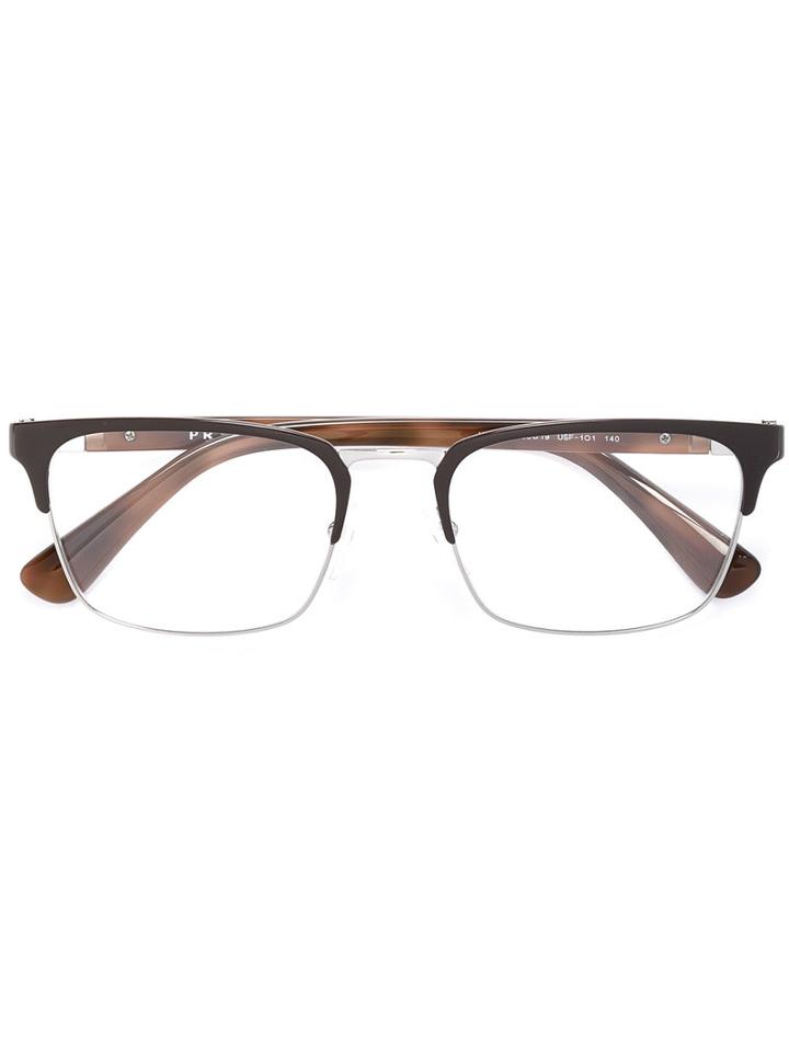 Prada Eyewear - Square Glasses - Men - Acetate/metal - 53, Brown, Acetate/metal