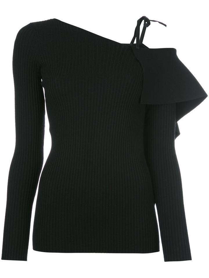 Dorothee Schumacher - Asymmetric Knitted Top - Women - Cotton/spandex/elastane/virgin Wool/polyimide - 3, Black, Cotton/spandex/elastane/virgin Wool/polyimide