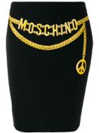 Moschino Pre-owned Chain Logo Belt Printed Skirt - Black