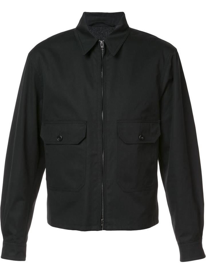 Lemaire Zipped Bomber Jacket, Men's, Size: 50, Black, Wool/cotton