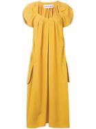 Carven Gathered Midi Dress - Yellow & Orange