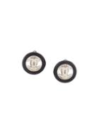 Chanel Vintage Cc Button Clip On Earrings