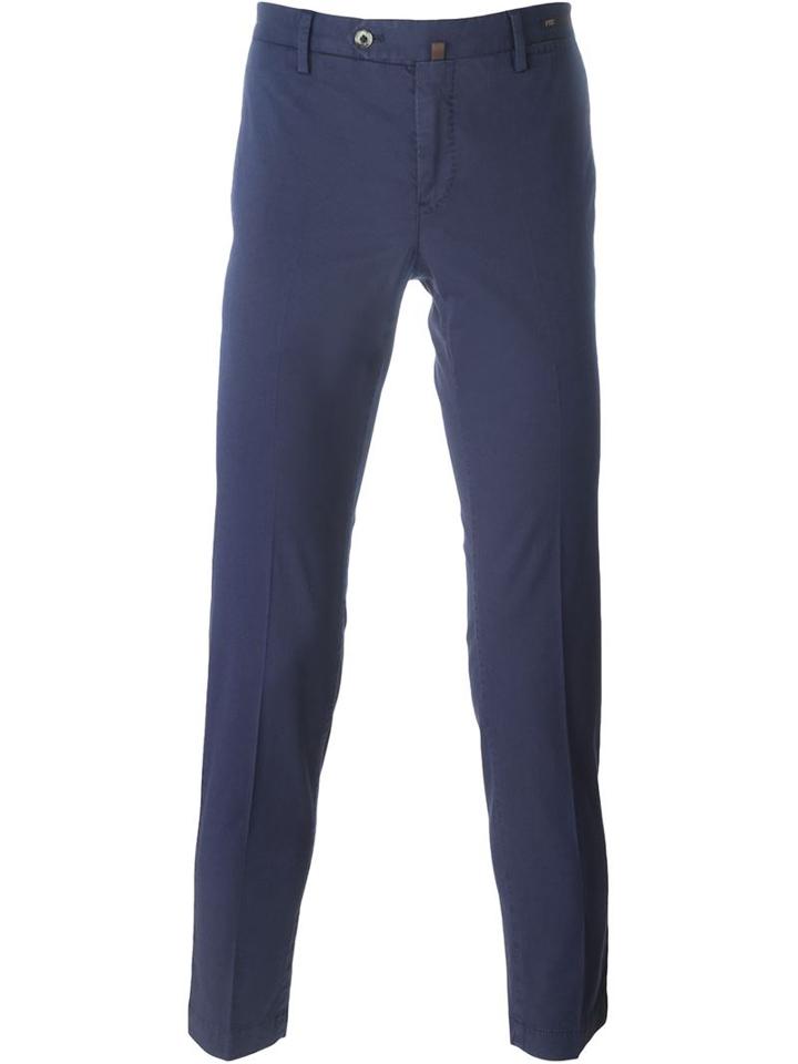 Pt01 Slim Chino Trousers, Men's, Size: 52, Blue, Cotton/linen/flax/spandex/elastane