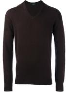 Zanone V-neck Jumper, Men's, Size: 50, Brown, Virgin Wool/angora