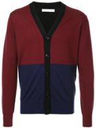 Estnation Colour-block Fitted Cardigan - Red