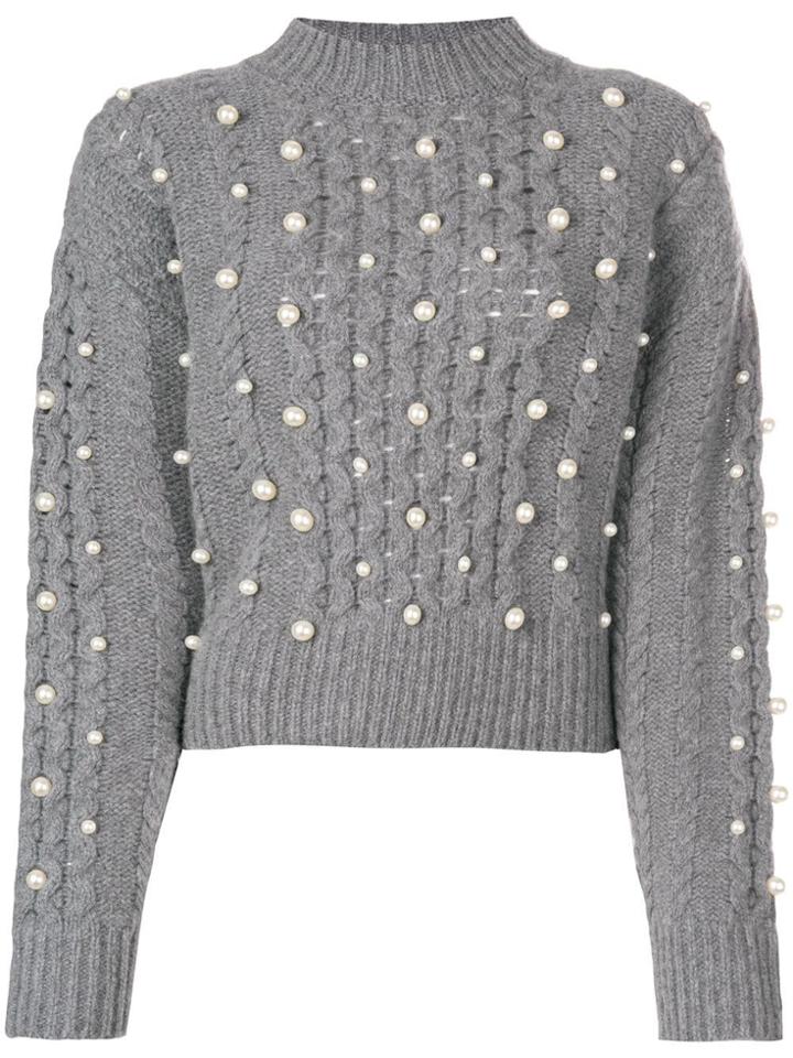 Maison Kitsuné Pearl Embellished Sweater - Grey