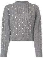 Maison Kitsuné Pearl Embellished Sweater - Grey