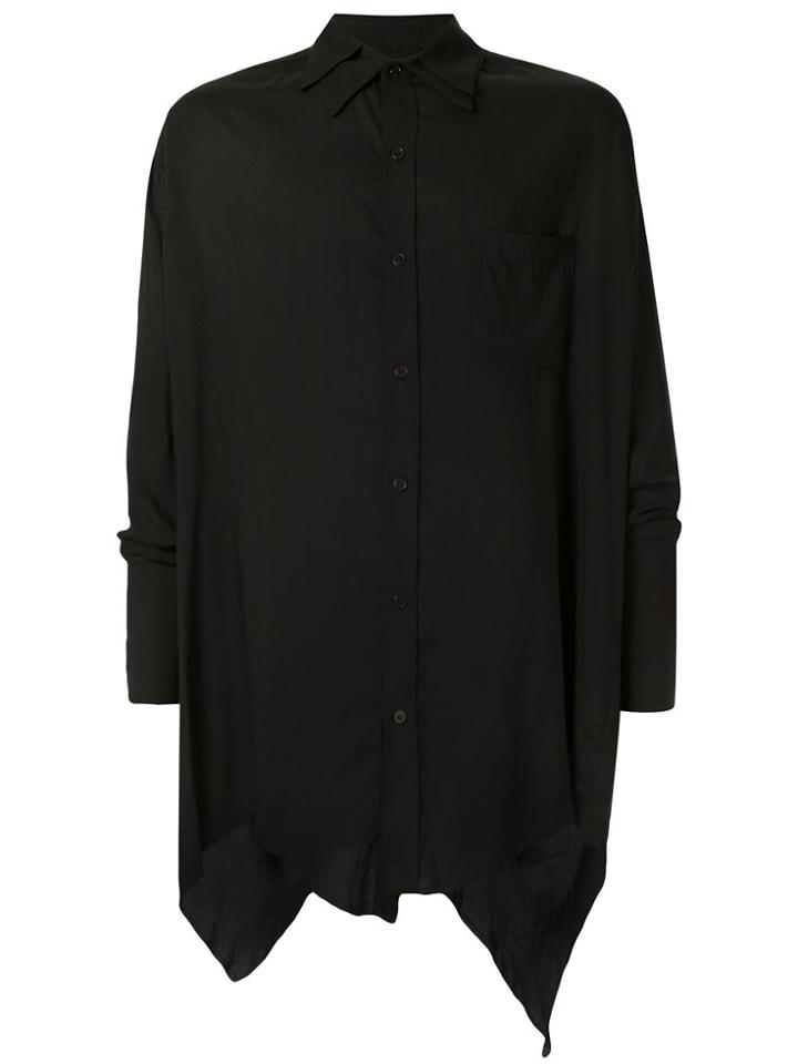 Sulvam Asymmetric Double-collar Shirt - Black