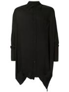 Sulvam Asymmetric Double-collar Shirt - Black