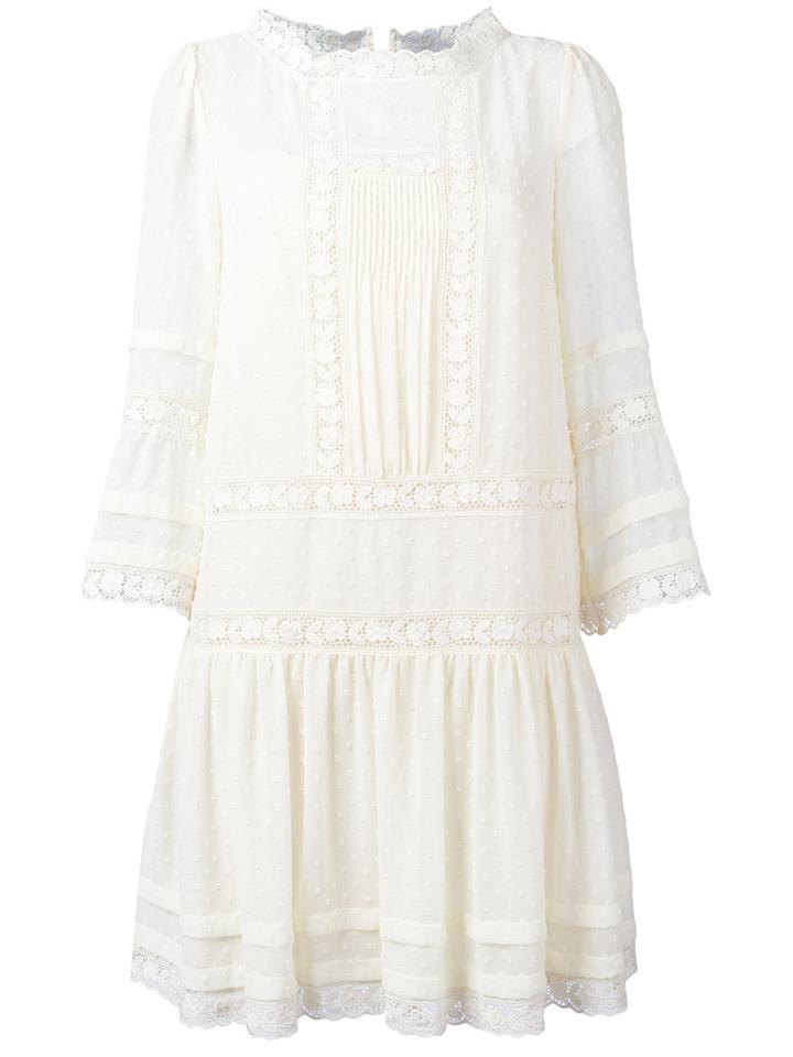 Red Valentino - Crochet Lace Detail Dress - Women - Silk/cotton/polyester - 42, White, Silk/cotton/polyester