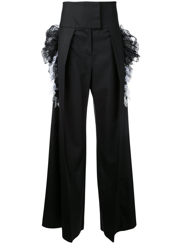Preen By Thornton Bregazzi Wide-legged High-rise Trousers - Black