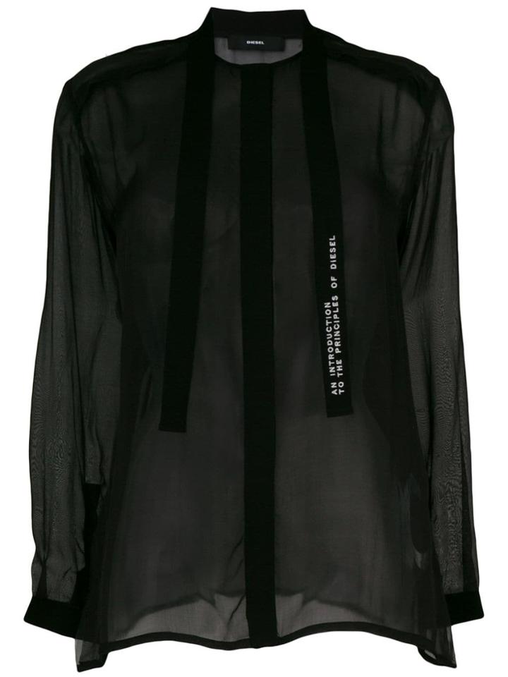 Diesel Collarless Sheer Blouse - Black