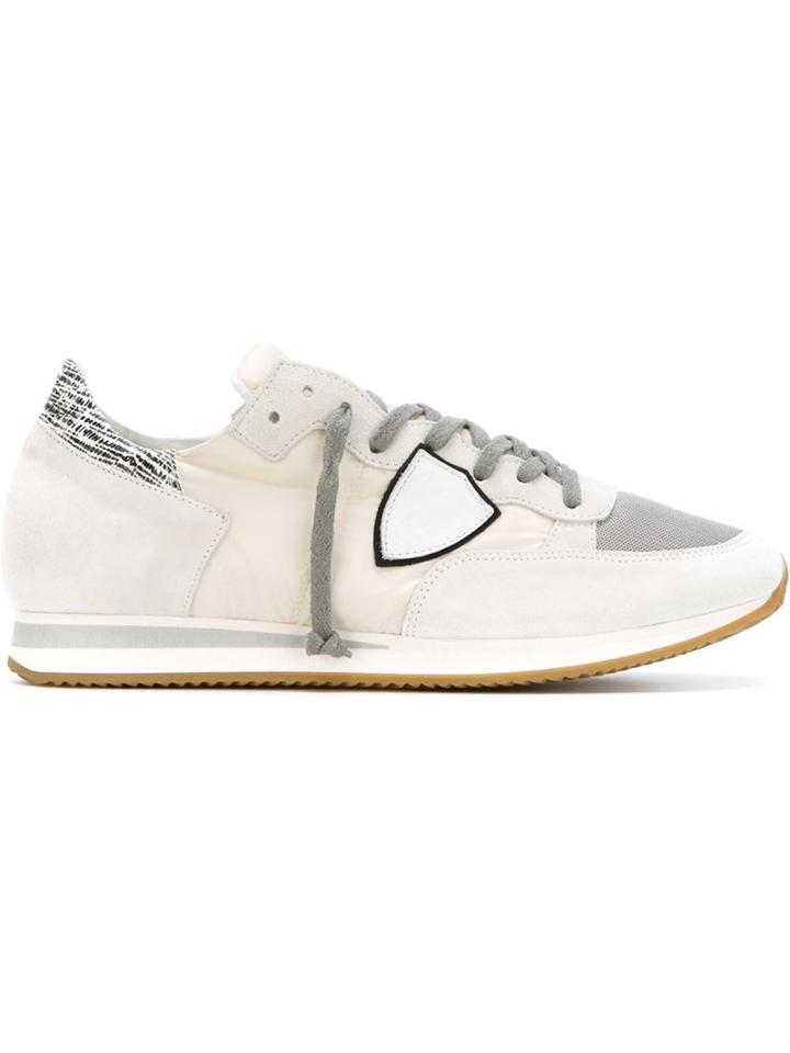 Philippe Model Panelled Low-top Sneakers, Men's, Size: 42, White, Calf Leather/suede/nylon/rubber