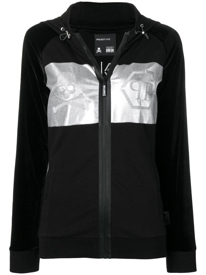 Philipp Plein Metallic Print Hoodie - Black