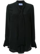 Strateas Carlucci Tie Collar Shirt, Women's, Size: Large, Black, Silk