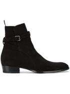 Saint Laurent Black Suede Wyatt 30 Jodhpur Boots