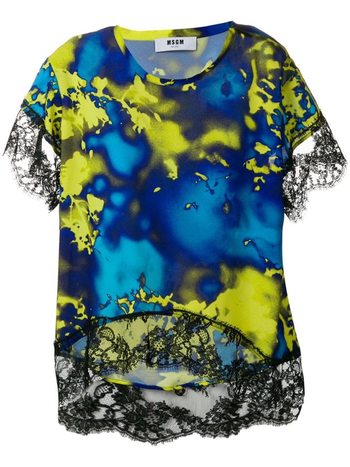 Msgm Patterned Lace Top - Blue