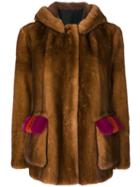 Blancha - Fur Detail Coat - Women - Cotton/mink Fur/viscose/merino - 40, Brown, Cotton/mink Fur/viscose/merino