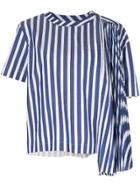 Sacai Striped Pleated Panel T-shirt - White