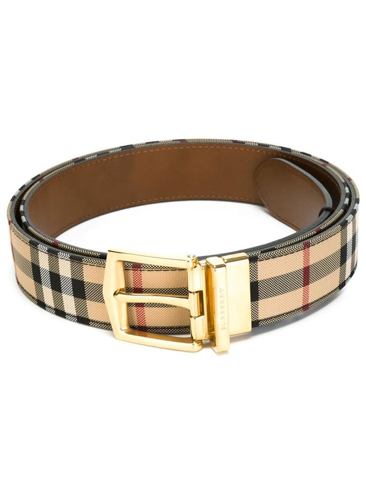 Burberry 'house Check' Belt, Men's, Size: 100, Nude/neutrals, Calf Leather/polyamide/metal (other)