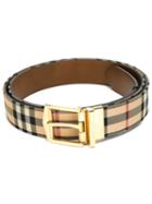 Burberry 'house Check' Belt, Men's, Size: 100, Nude/neutrals, Calf Leather/polyamide/metal (other)