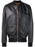 Billionaire Logo Embossed Bomber Jacket - Black