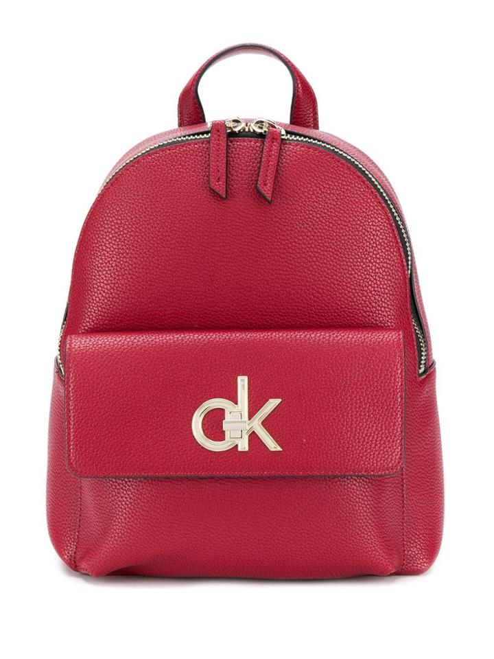 Calvin Klein Logo Plaque Backpack - Red