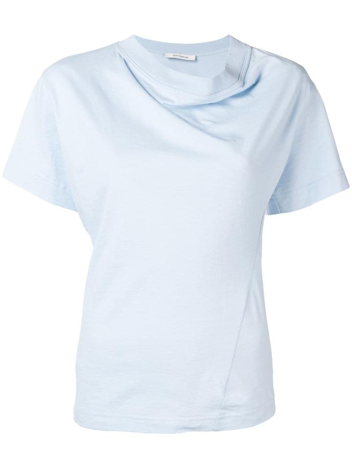 Cédric Charlier Drape Detailed T-shirt - Blue