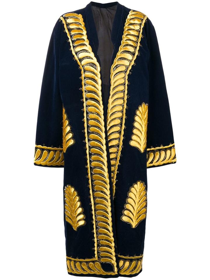 A.n.g.e.l.o. Vintage Cult Open Front Embroidered Coat - Blue