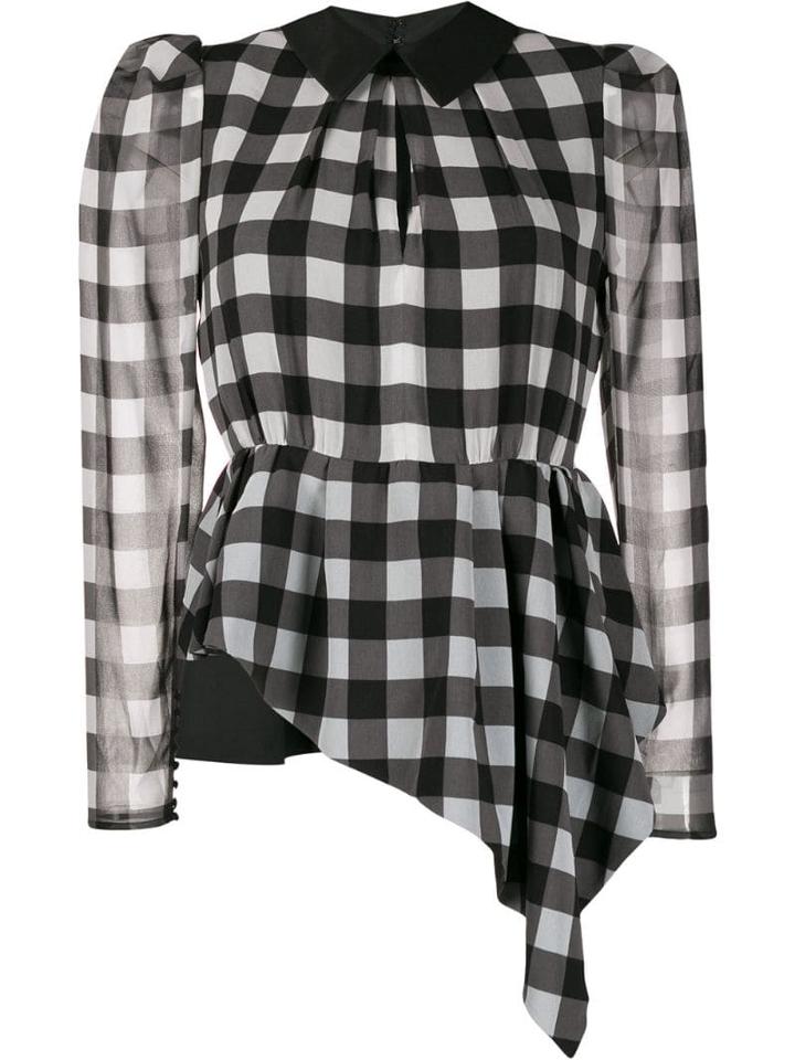 Self-portrait Checked Print Blouse - Black