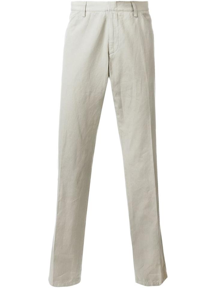 Z Zegna Straight Leg Trousers, Men's, Size: 48, Nude/neutrals, Cotton/linen/flax
