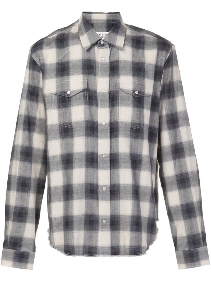 Maison Margiela Classic Checked Shirt, Men's, Size: 44, Black, Cotton