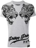 Philipp Plein Double Tiger T-shirt, Men's, Size: Large, Grey, Cotton