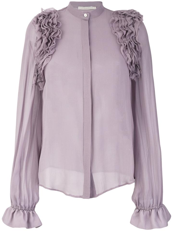 Amen Sheer Frill Blouse - Grey